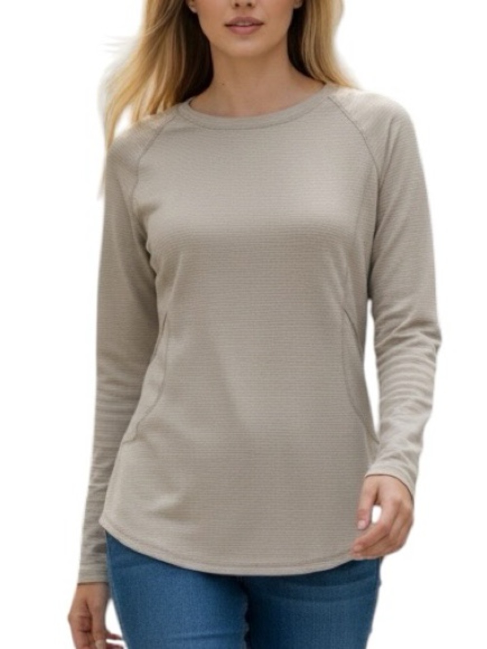 Avalanche Taupe Long Sleeve Knit Crewneck Top Base Layer Size Large